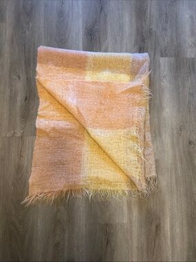 Soft Orange & Yellow Fringe Throw Blanket